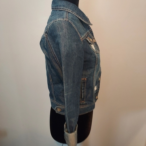Mudd Jean Jacket Distressed Cropped Size Medium Juniors - Picture 5 of 9